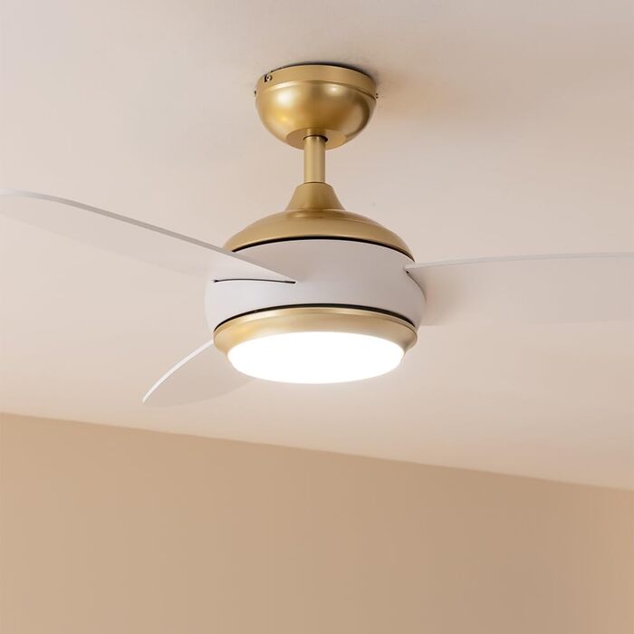 Стельовий вентилятор Cecotec EnergySilence Aero 4265 GoldBlack з LED підсвіткою 18W, діаметр 107 см, пульт, таймер, 3 швидкості, 3 лопаті