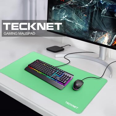 TECKNET XXL килимок для миші Speed Gaming, 900x400 мм, чорний, для геймерів, вологостійкий, з покращеною поверхнею для точності та швидкості, з неслизькою гумовою основою