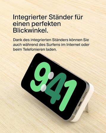 Belkin BoostCharge Pro Powerbank 10000mAh з Qi2, MagSafe, вбудований стійка, для iPhone 17, Air, 16, 15, 14, Pixel та інших – білий