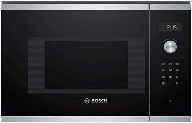 Вбудована мікрохвильова піч Bosch BFL524MS0 Serie 6, 38x60 см, 800 Вт, LED-дисплей, нержавіюча сталь