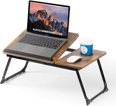 Зручний столик-підставка для ноутбука в ліжко/диван Retrobrown: регульований, складаний, з підстаканником