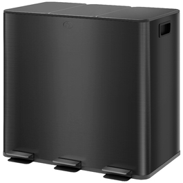 HOMCOM 3 x 15L Step Trash Can with Lid and Foot Pedal, Stainless Steel Waste Bin with Inner Bucket for Living Room & Office, 61.9 x 36.6 x 43.2 cm