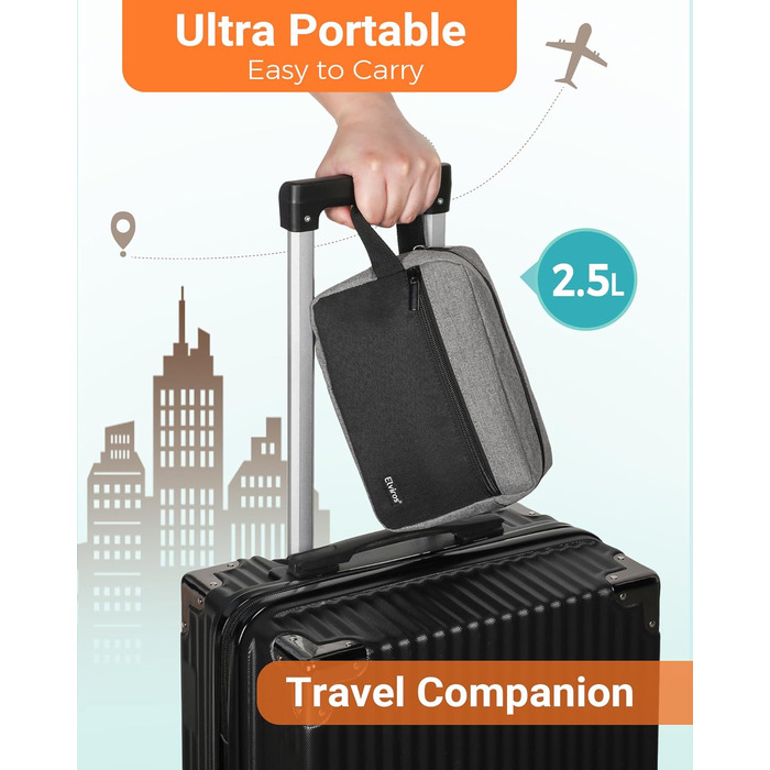 Чоловіча дорожня туалетна косметичка, водонепроникна, з кишенею для гоління та ручкою, органайзер для косметики, спортзал, душ, ванна кімната, подарунок для чоловіків, чорно-сіра