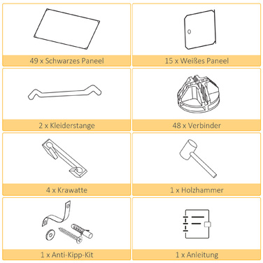 HOMCOM Система полиць DIY з шафою, що складається з 2 великих і 9 маленьких кубів, полиця-куб DIY, полиця для взуття, полиця для зберігання книг та іграшок, чорного кольору, 111 x 47 x 183 см | Aosom