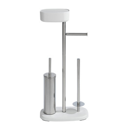 Набір для туалету WENKO Rivazza: тримач туалетного паперу з полицею, тримач для щітки, утримувач для запасних рулонів, нержавіюча сталь, білий