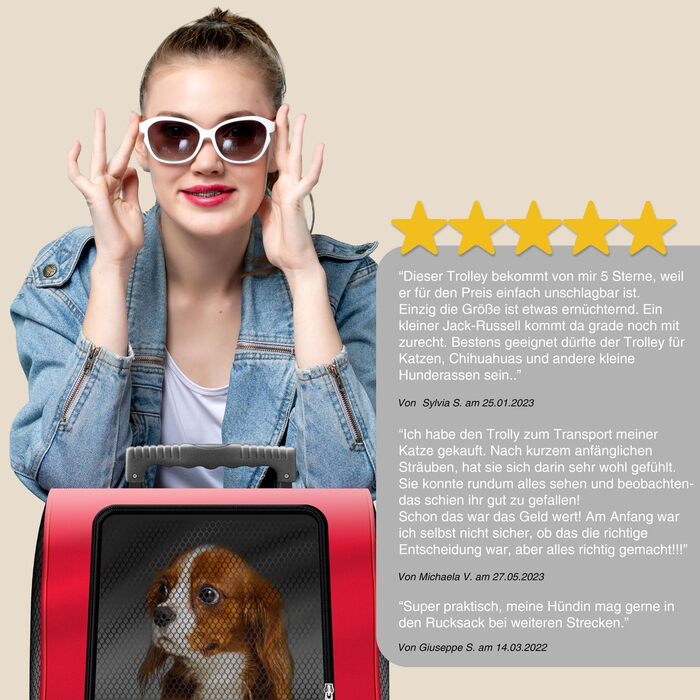 Тролей для собак та котів All Pets United - переносна сумка-транспортування для домашніх тварин (Чорний, Червоний)