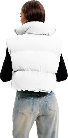 Стежка Daen з коміром-стійкою, застібка на блискавку, коротка жилетка, утеплена, білий, XXL