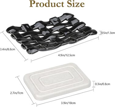 Підставка для мила Shinowa з подвійним шаром та знімним контейнером для води. Мильниця самостійно спорожняється, підходить для ванної кімнати, кухні, душу, ванни, раковини, робочої поверхні. Матеріал: мармур, білий (текстурований).