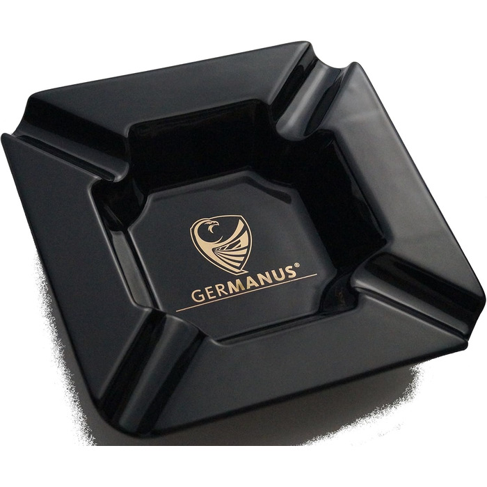 GERMANUS Large Cigar Ashtray Monument I Black Gold, 22 x 22 x 5 cm