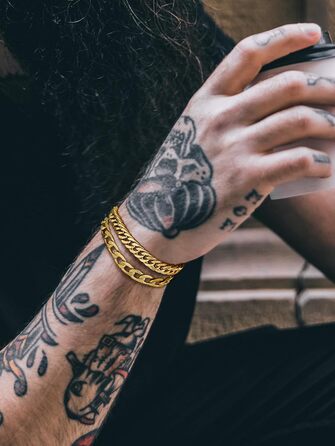 Набір браслетів для чоловіків Richsteel з нержавіючої сталі, 3 шт. (Чорний/Сталь/Золото), 9/8/4 мм, довжина 19/21/23 см, для подарунка