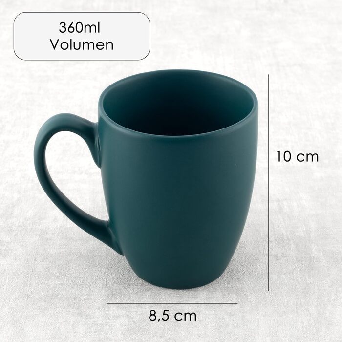 Large Coffee Mug Set – Coffee cups made of high-quality and sturdy ceramic, large handles, large mugs (natural colors, set of 6)