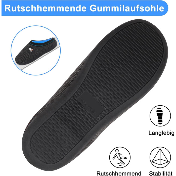 Чоловічі домашні тапочки BIAL з піною з пам'яті, антиковзкі, теплі, з плюшевою підкладкою, для дому та вулиці (42/43 EU, Глибокий небесно-блакитний)