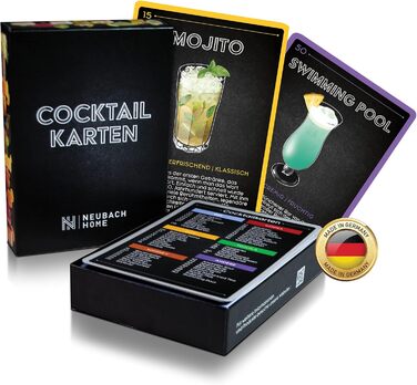 Neubach Home Cocktail Cards - Set of 50 recipes including explanations and videos - Bar accessories - Party decorations - Gift ideas - Recipe book