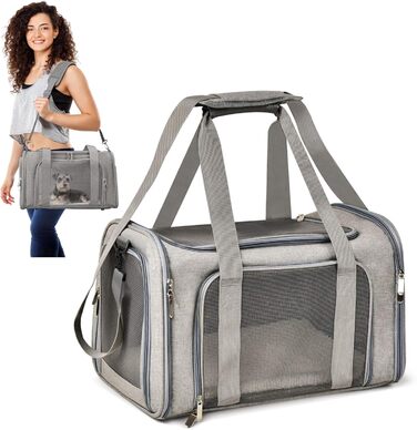 Транслювач для собак та котів ALLSOPETS, складаний, м'який, сірий, для подорожей, походів, кемпінгу