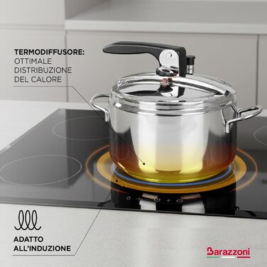 Каструля-скороварка Barazzoni Basic, 22 см, 5 л, індукція, нержавіюча сталь 18/10, Made in Italy