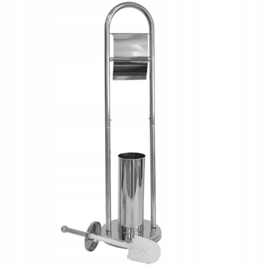 Щітка для унітаза Rodeno, металева, сіра глянцева, з тримачем для паперу