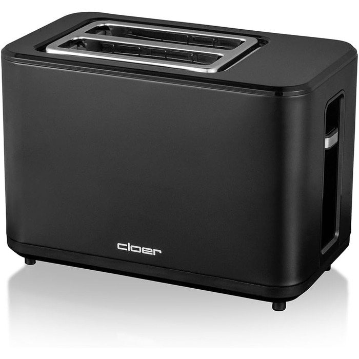 Тостер Cloer 3930 цифровий на 2 тости, сенсорне управління, 750-900 Вт, відлік часу, розморожування, підігрів, насадка для булочок, 7 режимів підсмажування, знімний лоток для крихт, чорний