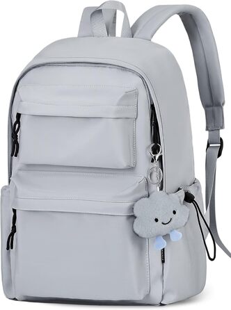 Жіночий рюкзак FIORETTO для дівчаток та хлопчиків, підходить для ноутбука 15.6 дюймів, з антикрадійним кишеням, ідеальний для школи, коледжу, подорожей, зелений (світло-сірий)