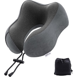 Подушка для шиї Sender Reisekissen з Memory Foam - для подорожей літаком, потягом, авто. Темно-сірий колір.