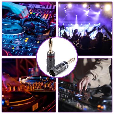 Бананові конектори Vegena 20 шт. для акустичних кабелів, 24K позолота, підійдуть для підключення до підсилювача, AV-ресивера