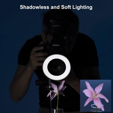 Godox ML-150II Макро-кільцевий спалах: 11 рівнів яскравості, кольорова температура 5800K, GN12, швидка перезарядка, 8 адаптерних кільця для Canon, Nikon, Sony DSLR камер