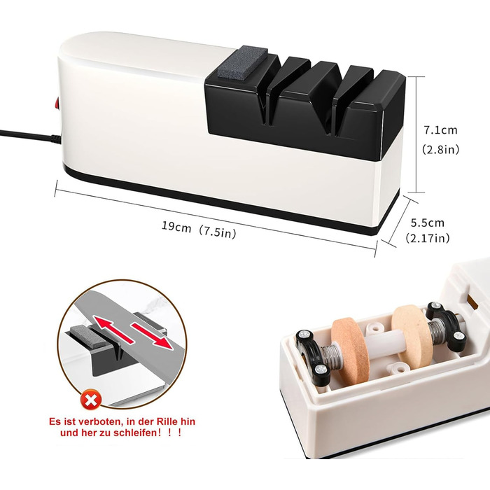 Електричний точилка для ножів 5 в 1: професійний набір для заточування ножів з прямою та зубчастою клинками, керамічних ножів