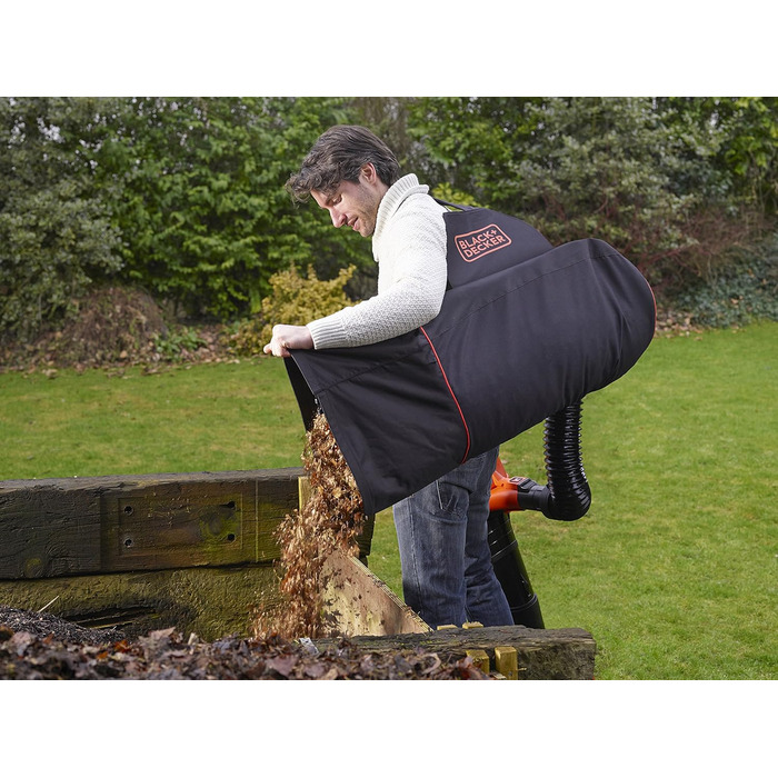 Black+Decker Leaf Collection Backpack (including flexible suction hose, 72 L capacity, Compatible with these leaf blowers: GW2810, GW2838, GW3030, GW3031BP, GW3050) GWBP1
