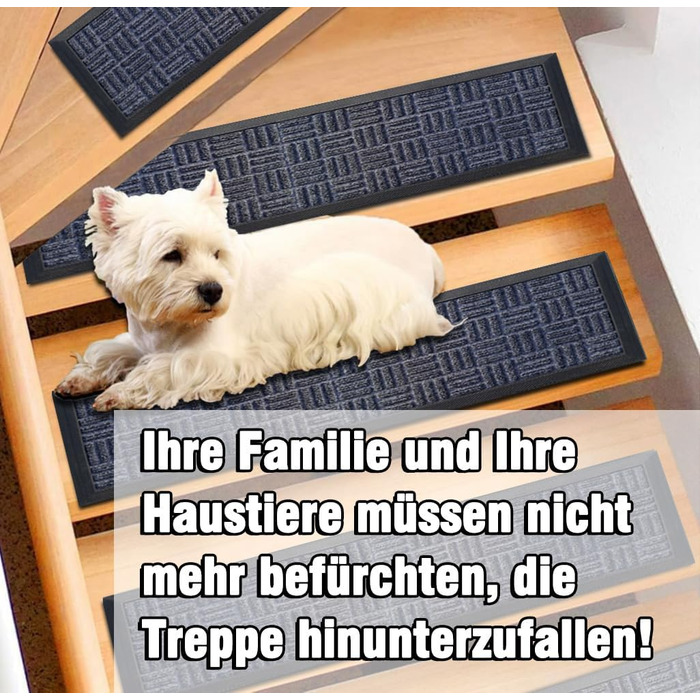 Гумові килимки на сходи AuCUDA 6 шт, 76x22 см, зовнішні, антиковзкі, стійкі до погодних умов, сірі смужки