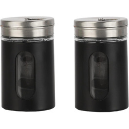 Salt and pepper shakers, retro spice jars, glass, set of 2