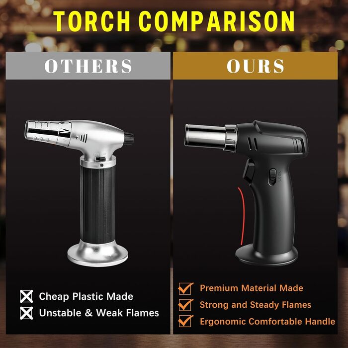 Набір для копчення коктейлів з факелом - 8 смаків дерев'яної стружки - Набір для диму Whiskey, Bourbon, Old Fashioned, подарунок на день народження, Різдво для чоловіків, тата, чоловіка