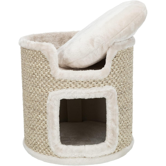 Котячий будиночок TRIXIE Ria, 37 см, сірий/натуральний – когтеточка для котів з лежаком, зручний та стабільний