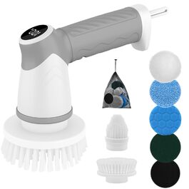 Електрична щітка для чищення, портативна, з обертанням, акумуляторна, 5 насадок, для миття дисків, плитки, ванної, кухні, підлоги, кутів, вікон та авто