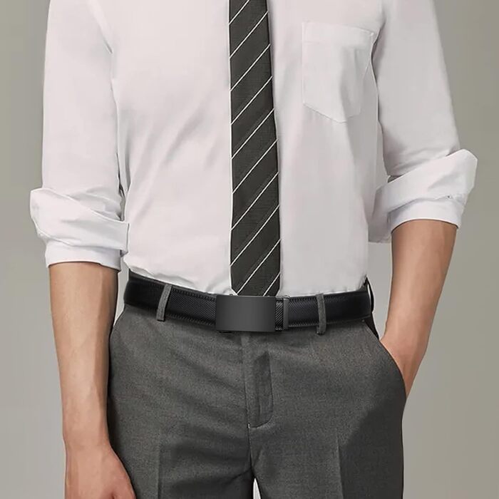 Чоловічий шкіряний ремінь SENDEFN з автоматичною застібкою, ширина 35 мм, регульований розмір 32-38 дюймів (115 см), чорний