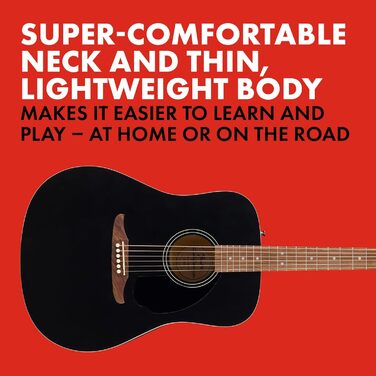 Акустична гітара Fender FA-25 Dreadnought з палісандровим гриф, чорний колір, серія California Debut Redondo