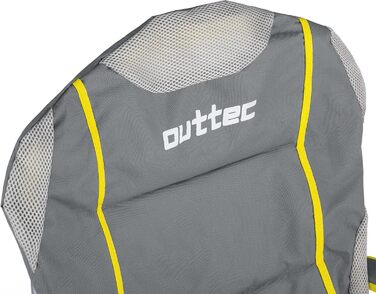 Крісло для кемпінгу Outtec: складне, до 130 кг, з високою спинкою, з підстаканником та сумкою, сіре