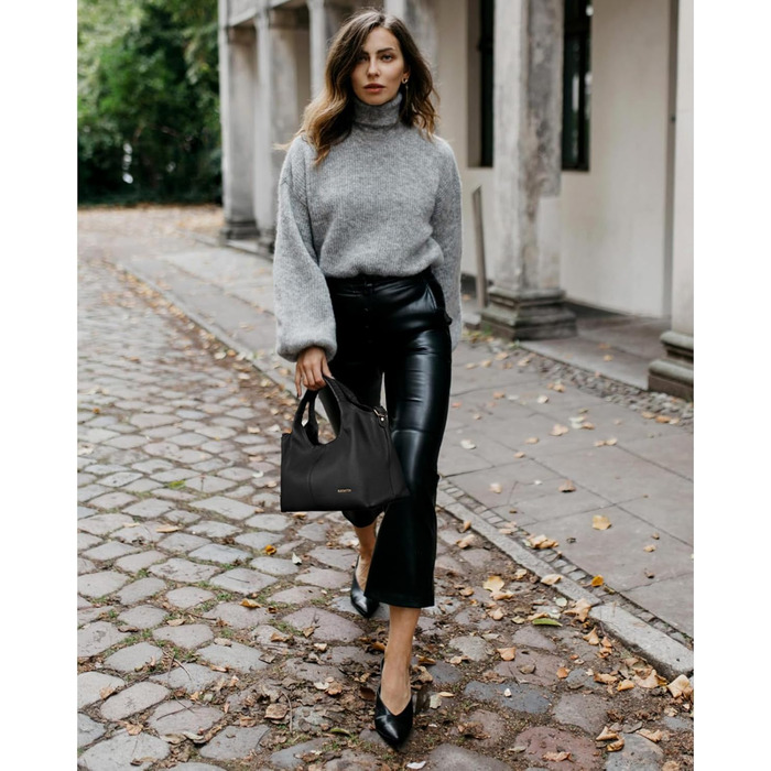 Сумка жіноча BOSTANTEN шкіряна шопер Hobo з ручкою та регульованим ременем, коричнева