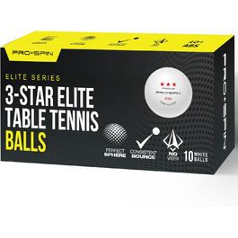 PRO SPIN Table Tennis Balls - 3 Star 40+ | High-Quality ABS Training Balls | Durable for Indoor/Outdoor Play, Competition & Elite Series (10-Pack)