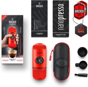 WACACO Nanopresso Portable Espresso Machine, with Nanopresso S Case, Upgrade Version of Minipresso, Travel Coffee Machine, Manually Operated (New Items Lavarot)