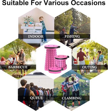 Тeleskopний складаний стільчик для кемпінгу, риболовлі, подорожей, барбекю та піших прогулянок. Міцний, витримує до 280 кг, з карабіном, колір: смарагдовий (26x26x46 см)