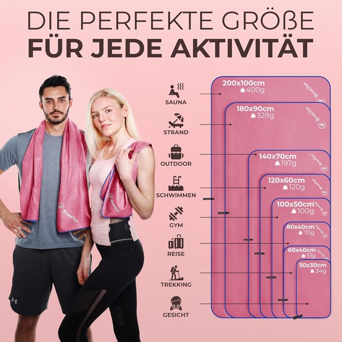 Рушник з мікрофібри NirvanaShape - туристичний, пляжний, спортивний (120x60 см, коралловий/блакитний)