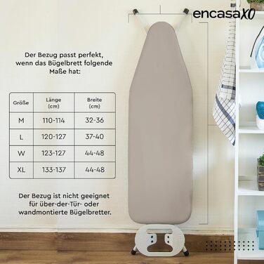 Чохол для прасувальної дошки Encasa XO Mini Beige 125x46 см з термозахистом, бежевий однотонний на гумці