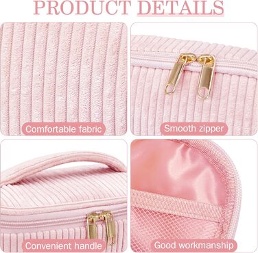 Набір косметичок для жінок: 3 шт. для макіяжу, подорожей та повсякденного використання (рожевий)