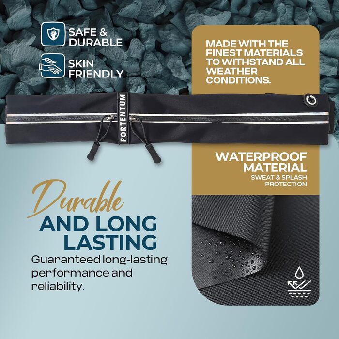 Портентум Поясна Сумка Laufgürtel, Чорна, Унісекс, для всіх розмірів до 150 см