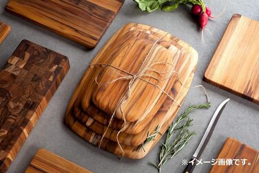 Дошка для нарізання Teakhaus Essential з тикового дерева, велика, 40x28x1,4 см, FSC сертифікат, мінімалістичний дизайн, кухонна дерев'яна дошка для чистого нарізання
