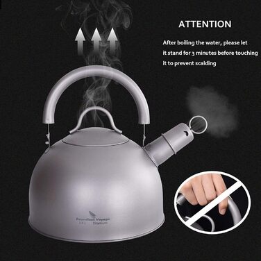 Чайник для плити iBasingo Titan 2L з свистком, легкий, велика ємність, для кемпінгу, кухні, дому. Ti3097D