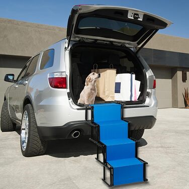 Рампа для собак Homewell - складана, до 70 кг, регульована - для маленьких, середніх та великих собак, легка у зберіганні (блакитна)