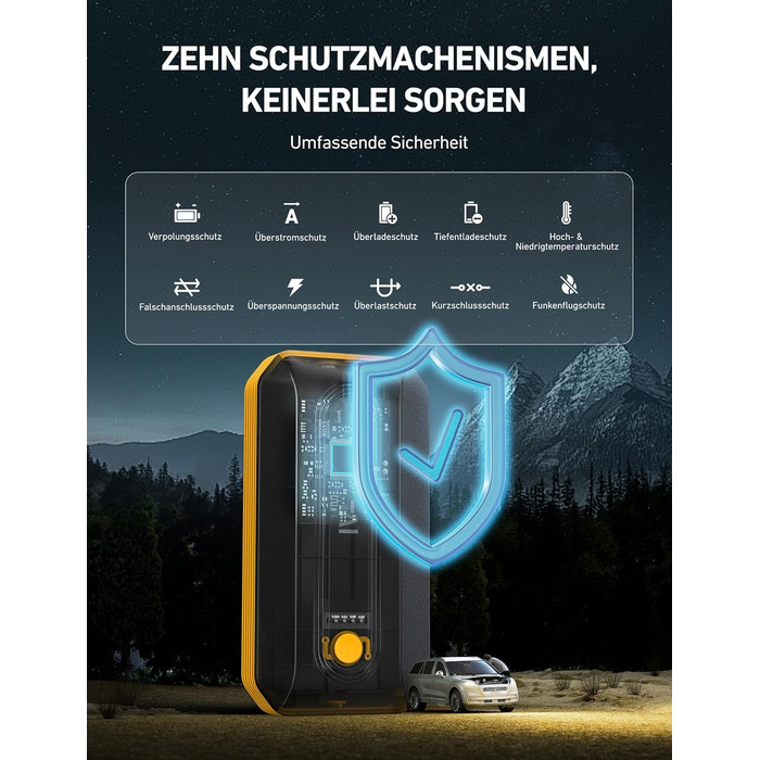 Powerbank Starthilfe AstroAI B8 для автомобілів: Jump Starter 12V, QC 3.0 USB, LED, для бензину/дизеля (7.0L/5.5L)