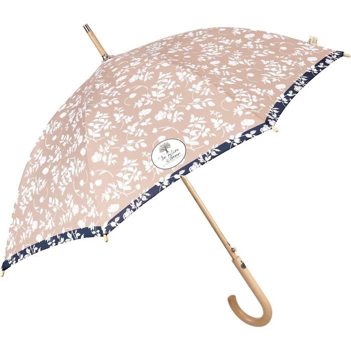 Perletti Green Eco Women's Umbrella - Large Automatic Rain Umbrella with Recycled Materials & Floral Design (102cm Diameter)