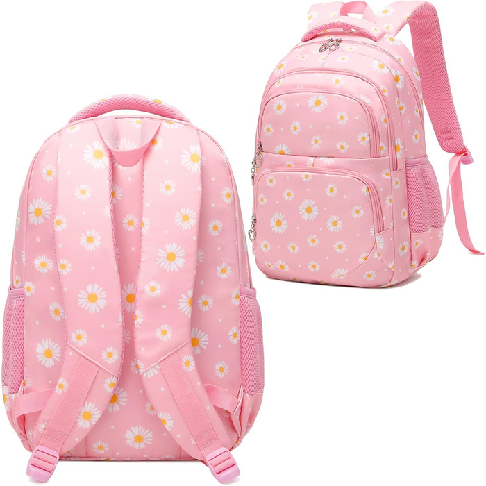 Шкільний рюкзак SIVENKE для дівчаток-підлітків та жінок. Набір: рюкзак, ланч-бокс, пенал. Квітка, рожевий колір. Для школи та відпочинку