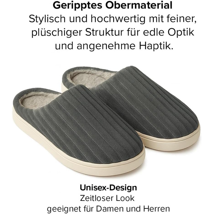 Домашні тапочки для чоловіків та жінок – надзвичайно м'які сліпони для дому - ультралегкі, неслизькі та зручні м'які тапочки - зимові домашні тапочки 41 EU сірий